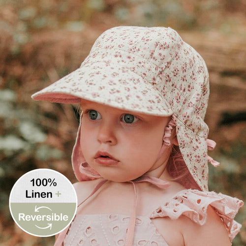 'Lounger' Baby Reversible Flap Sun Hat | Ruby/Rosa