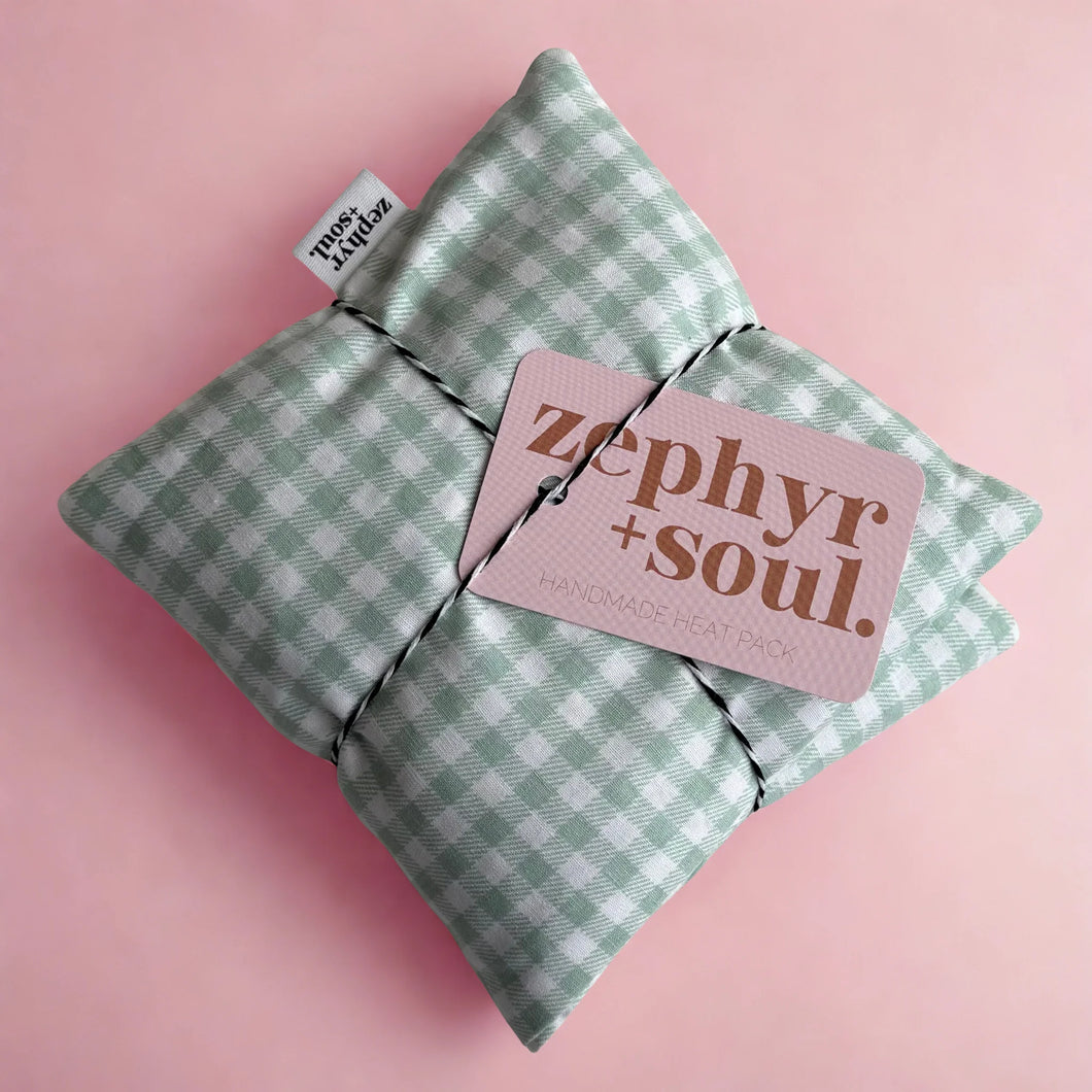 Soft Green Gingham Heat Pack