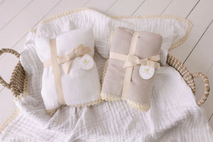 Muslin Blanket with Lace Trim