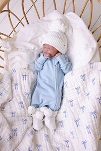 Baby Blue Rib Zipsuit