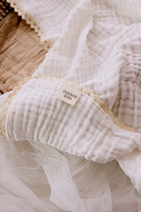 Muslin Blanket with Lace Trim