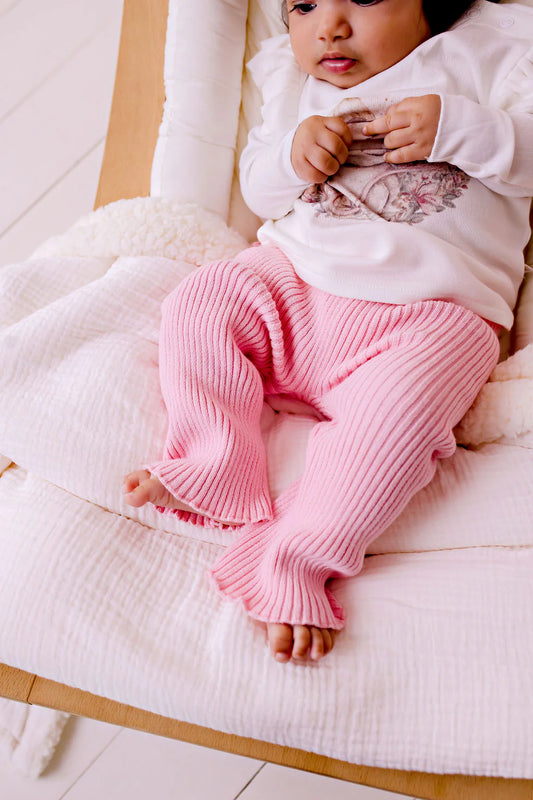 Frilly Ribbed Leggings | Blush