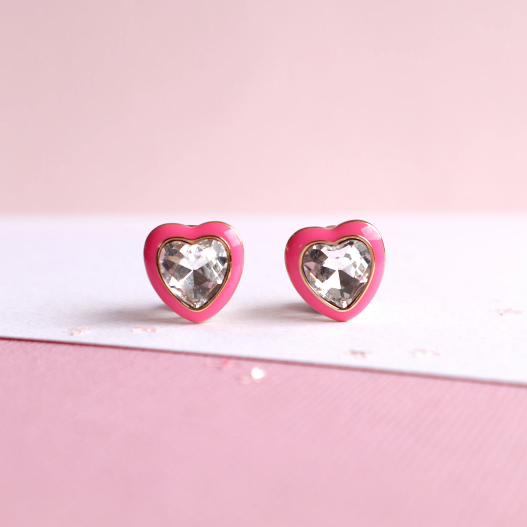 Bling Heart Clip On Earrings