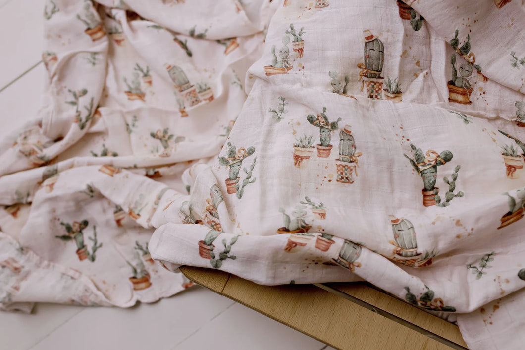 Happy Cactus | Organic Muslin Swaddle