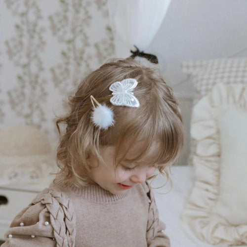 Clip | Sequin Butterfly White