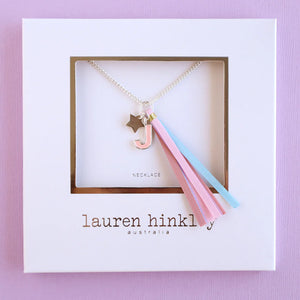 Pink Glitter Initial Necklace