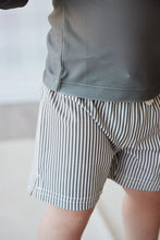 Load image into Gallery viewer, Noah Swim Short | Fine Vertical Stripe Dark Olive SIZE 6YR