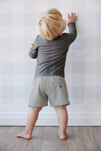 Load image into Gallery viewer, Noah Swim Short | Fine Vertical Stripe Dark Olive SIZE 6YR