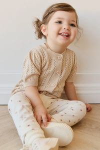 Organic Cotton Everyday Legging - Simple Flowers Egret