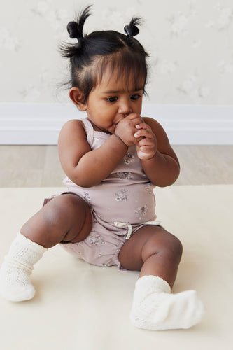 Organic Cotton Bridget Singlet Bodysuit | Lauren Floral Fawn SIZE 3-6M, 6-12M and 2YR