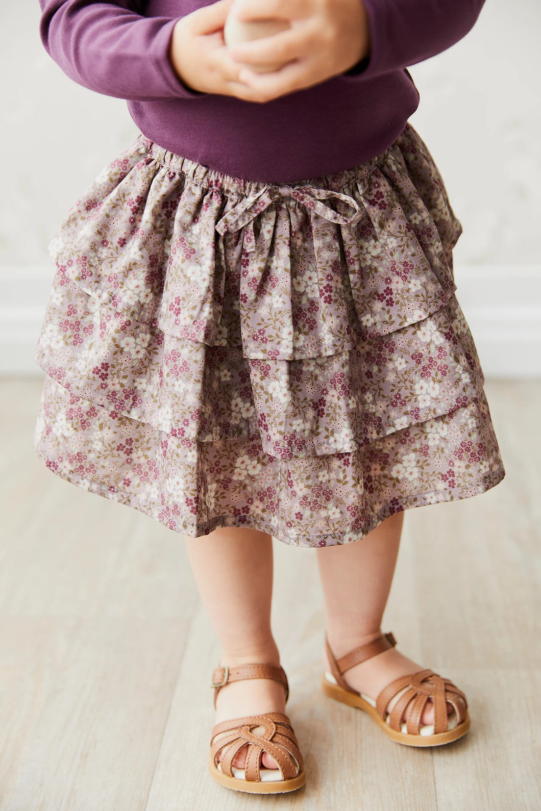 Organic Cotton Abbie Skirt | Pansy Floral Fawn
