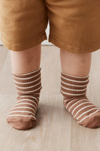 Load image into Gallery viewer, Classic Rib Ankle Sock - Hazelnut Stripe