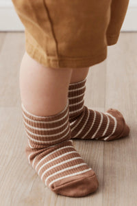 Classic Rib Ankle Sock - Hazelnut Stripe