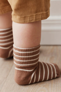 Classic Rib Ankle Sock - Hazelnut Stripe