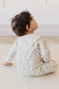 Organic Cotton Reese Zip Onepiece - Garden Bunnies Tofu