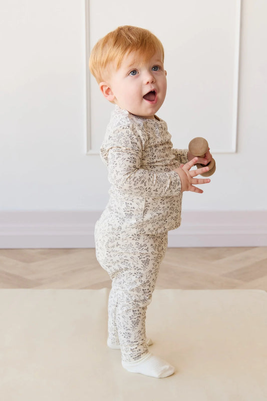Organic Cotton Avis Long Sleeve Pyjama Set - Garden Bunnies Tofu SIZE 1YR