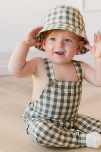 Organic Cotton Kingston Overall - Gingham Grape Leaf