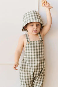 Organic Cotton Kingston Overall - Gingham Grape Leaf