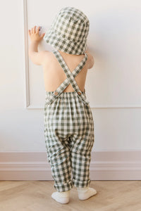 Organic Cotton Kingston Overall - Gingham Grape Leaf