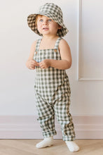 Load image into Gallery viewer, Organic Cotton Kingston Overall - Gingham Grape Leaf