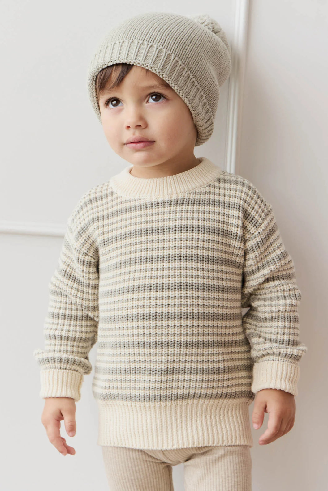 Leon Jumper - Harvest Stripe Moss/Cassava SIZE 6-12M, 2YR, 3YR and 4YR