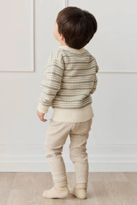 Leon Jumper - Harvest Stripe Moss/Cassava SIZE 6-12M, 2YR, 3YR and 4YR