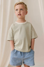 Load image into Gallery viewer, Pima Cotton Wesley Tee - Narrow Stripe Lichen / Cloud
