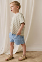 Load image into Gallery viewer, Pima Cotton Wesley Tee - Narrow Stripe Lichen / Cloud