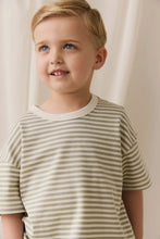 Load image into Gallery viewer, Pima Cotton Wesley Tee - Narrow Stripe Lichen / Cloud