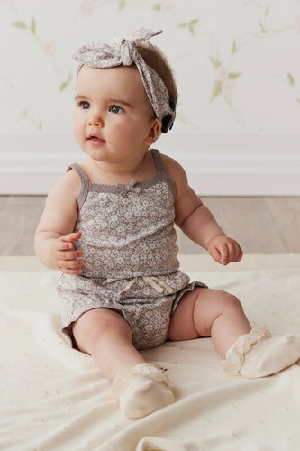 Organic Cotton Bridget Singlet Bodysuit - Greta Floral Bark SIZE 3-6M, 6-12M and 2YR