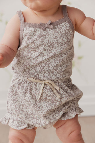 Organic Cotton Frill Bloomer | Greta Floral Bark SIZE 0-3