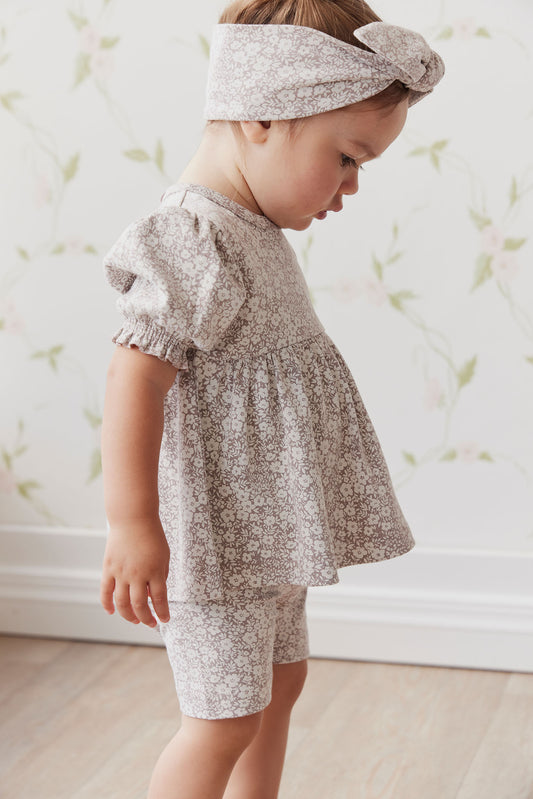 Organic Cotton Camille Top | Greta Floral Bark SIZE 8YR