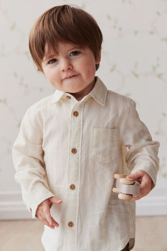Quentin Woven Shirt - Fog/Cloud Stripe SIZE 0-3M, 7YR AND 8YR