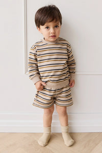 Organic Cotton Jalen Short | Raynor Stripe Pale Khaki