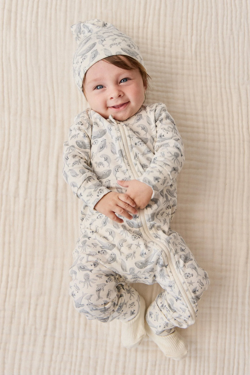 Organic Cotton Reese Zip Onepiece - Sea Life