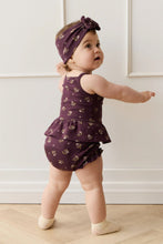 Load image into Gallery viewer, Organic Cotton Fine Rib Frill Bloomer - Simone Huckleberry