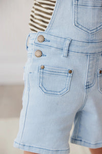 Chase Twill Short Overall | Washed Denim SIZE 6-12M and 2YR