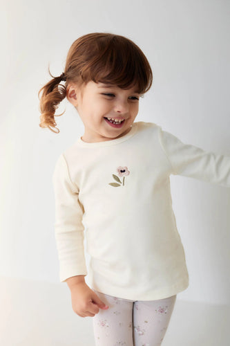 Pima Cotton Long Sleeve Top | Parchment Petite Goldie SIZE 9YR