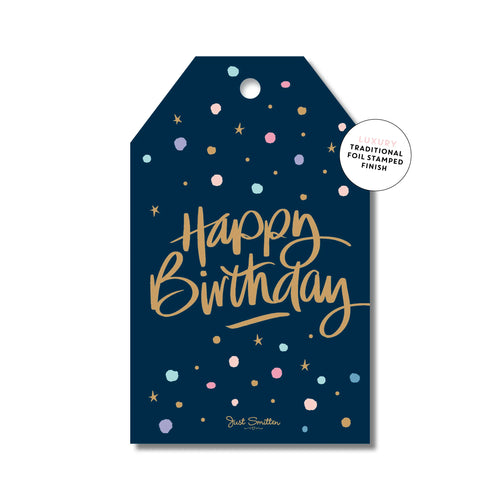 Navy Confetti Birthday | Gift Tag
