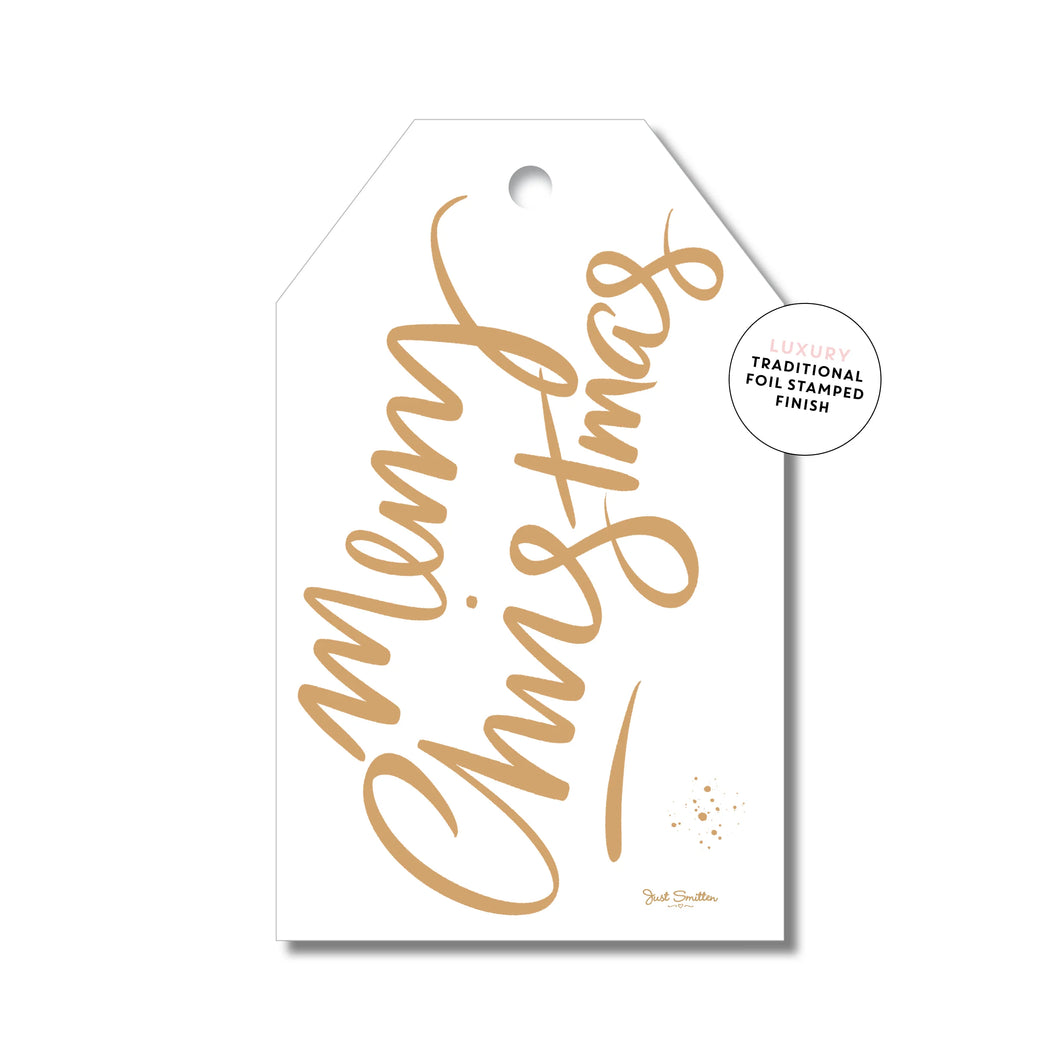 Merry Script White | Gift Tag