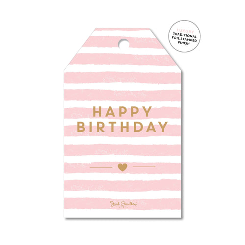 Pink Stripe Birthday | Gift Tag