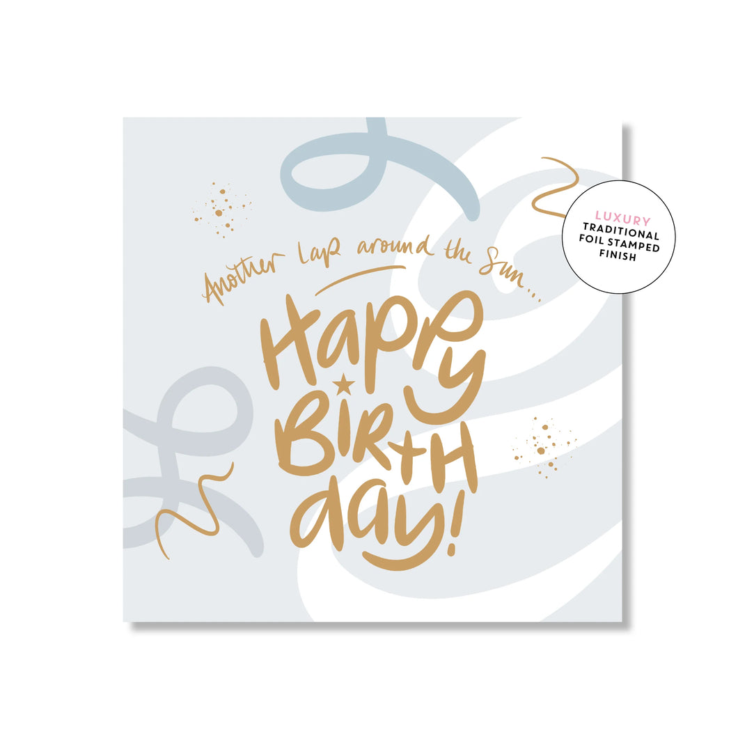 Happy Birthday Blue Swirls | Mini Card