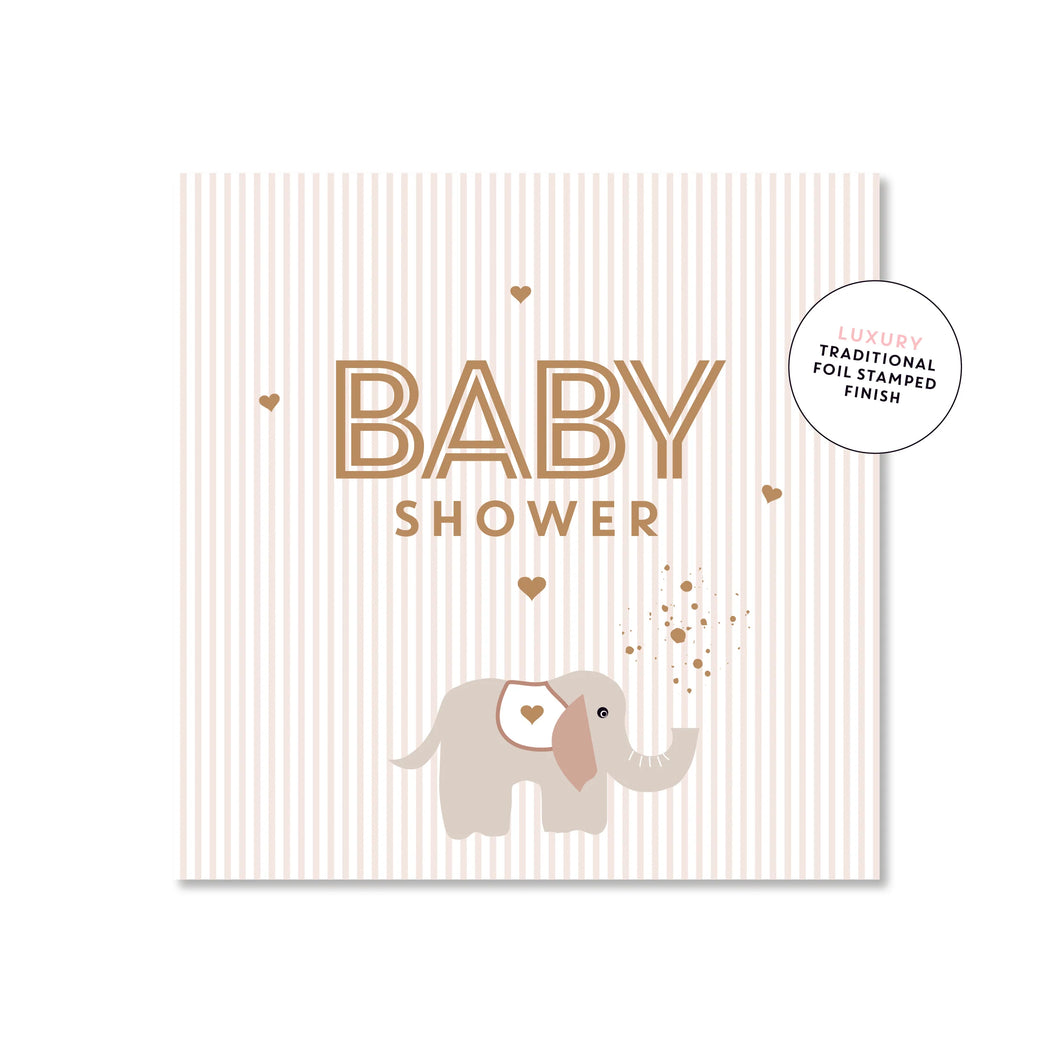 Striped Elephant Shower | Mini Card
