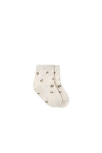 Jacquard Floral Sock - Petite Goldie SIZE 1-2YR and 4-6YR