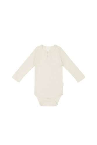 Organic Cotton Modal Long Sleeve Bodysuit | Parchment