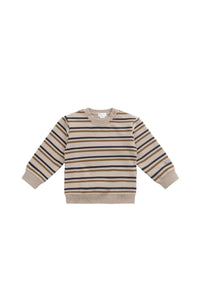 Organic Cotton Jalen Oversized Jumper | Raynor Stripe Pale Khaki