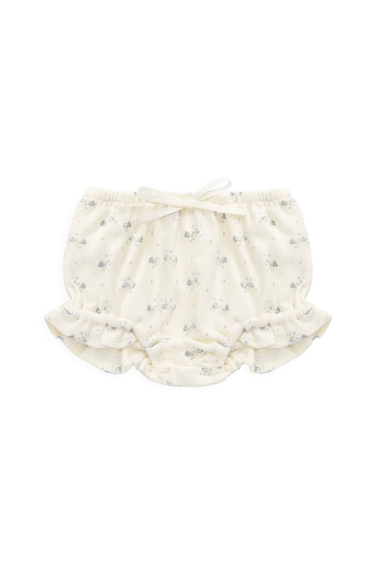 Organic Cotton Pointelle Frill Bloomer - Molly Blue