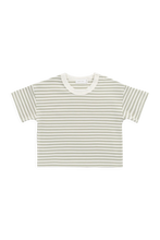 Load image into Gallery viewer, Pima Cotton Wesley Tee - Narrow Stripe Lichen / Cloud