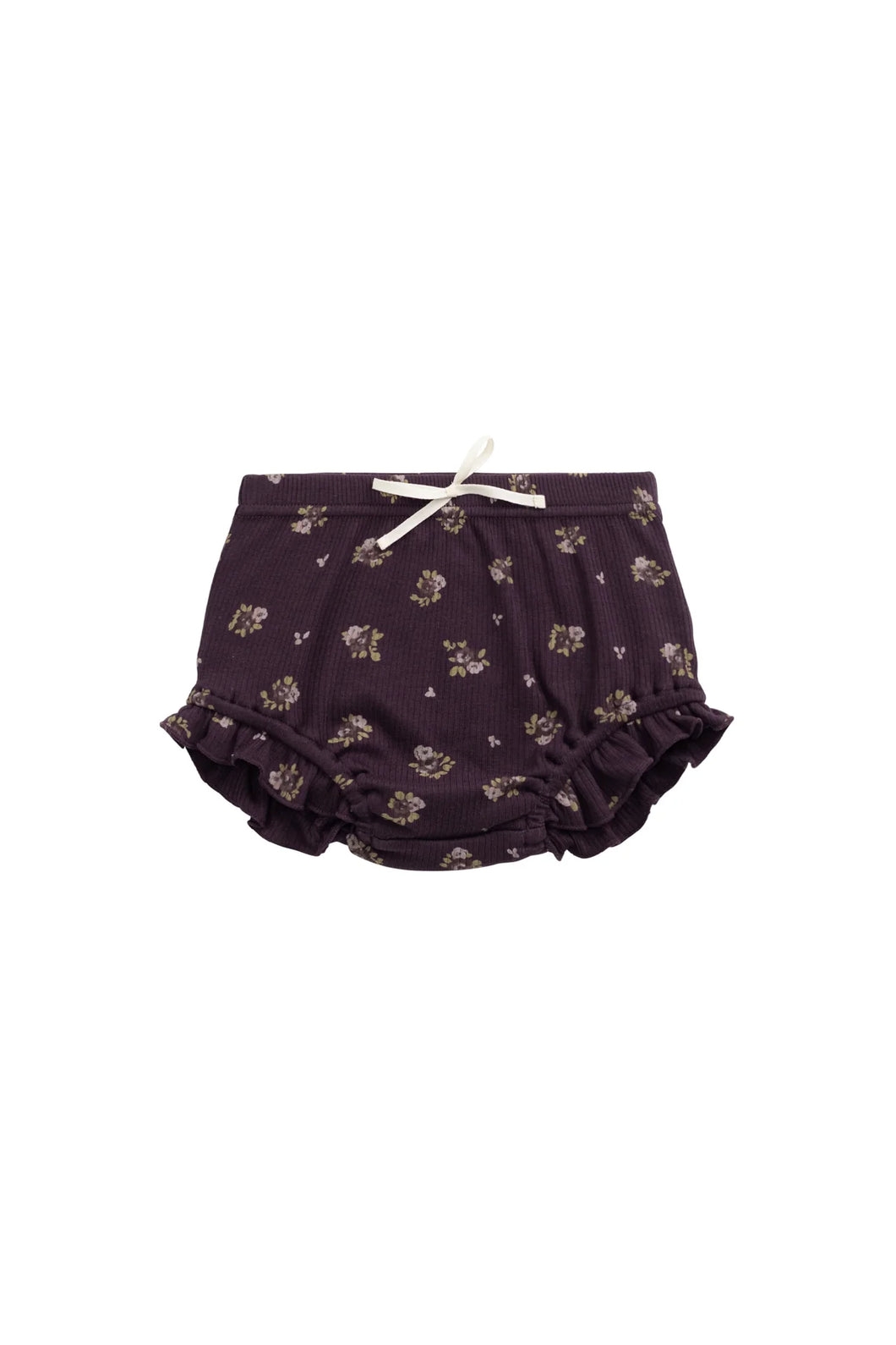 Organic Cotton Fine Rib Frill Bloomer - Simone Huckleberry