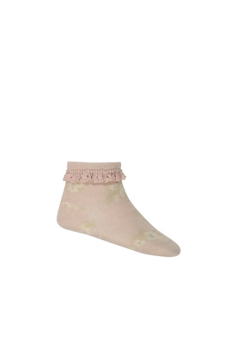 Jacquard Floral Ankle Sock - Petite Fleur Pillow SIZE 6-8YR and 8-10YR